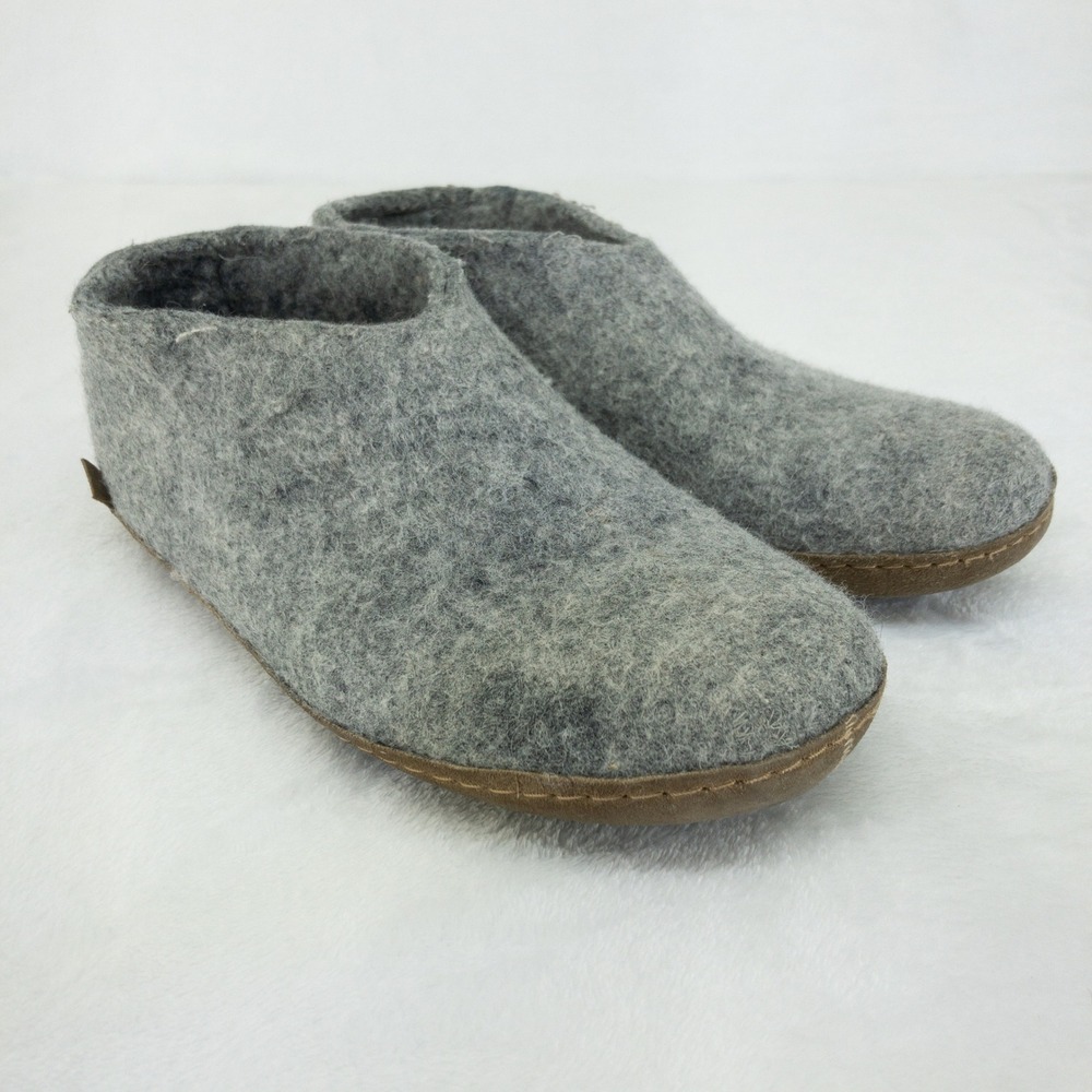 Glerups Shoe Mens EU Size 43 US 10 Grey Wool Felt Leather‎ Sole Low Boot Slipper